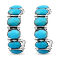 Santa Fe Style Kingman Turquoise 3.75 ctw Half Hoop Earrings in Sterling Silver - Sticky add to cart bar