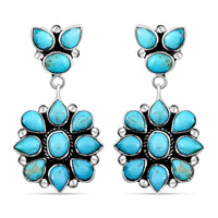 SANTA FE Style  6.50 ctw Kingman Turquoise Earrings in Sterling Silver