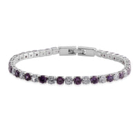 Simulated Amethyst, Simulated White Diamond Silvertone Bracelet (8.00 In) TGW 18.92 cts.