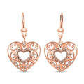 Openwork Lever Back Earrings in 14K Rose Gold Plated Sterling Silver| Heart Earrings For Women| Jewelry Gifts For Birthday - Sticky add to cart bar