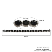 Thai Black Spinel and White Zircon Bracelet in Platinum Over Sterling Silver (7.25 In) 41.15 ctw