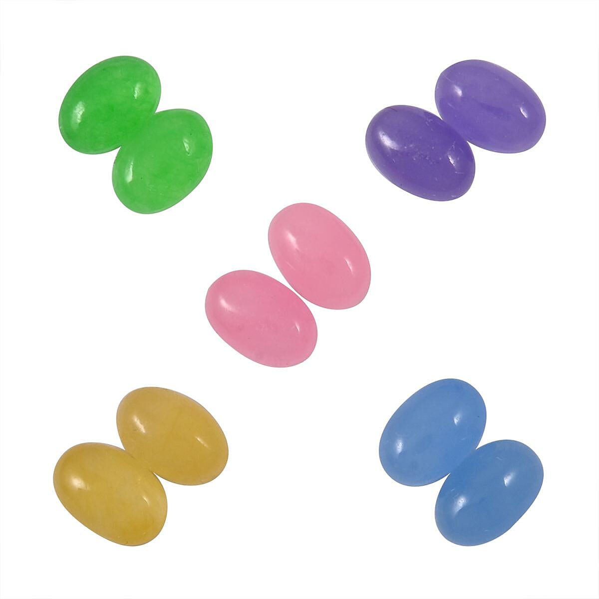 Multi Color Jade Set of 10 (D) (Ovl 6x4 mm) 4.74 ctw Loose Gemstone