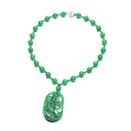 Green Jade Carved Koi Necklace with Magnetic Clasp 18 Inches in Sterling Silver 730 ctw - Sticky add to cart bar