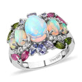 Ethiopian Welo Opal and Multi Gemstone Ring in Platinum Over Sterling Silver (Size 9.0) 4.00 ctw - Sticky add to cart bar