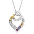 Karis Multi Gemstone Mother and Child Love Heart Pendant Necklace (20 in) in ION Plated 18K YG & Platinum Bond Brass & Stainless Steel with Magnetic Clasp 1.02 ctw - Sticky add to cart bar