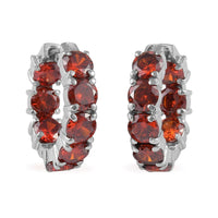 Simulated Red Diamond Inside Out Hoop Earrings in Stainless Steel