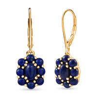KARIS 3.60 ctw Lapis Lazuli Lever Back Floral Earrings in ION Plated 18K Yellow Gold