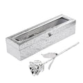 Handcrafted Silvertone Real Rose 11 Inch in Silver Safe Keep Box 12x2.75x3.5 in - Sticky add to cart bar
