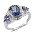 Odyssey Tanzanite Quartz and Simulated Purple Diamond Ring in Stainless Steel (Size 5) 3.35 ctw - Sticky add to cart bar