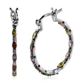 Simulated Multi Color Diamond Inside Out Hoop Earrings in Stainless Steel - Sticky add to cart bar