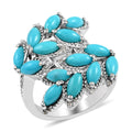 Natural Sleeping Beauty Turquoise and Natural White Zircon Ring in Rhodium Over Sterling Silver (Size 7.0) 8 Grams 7.50 ctw - Sticky add to cart bar