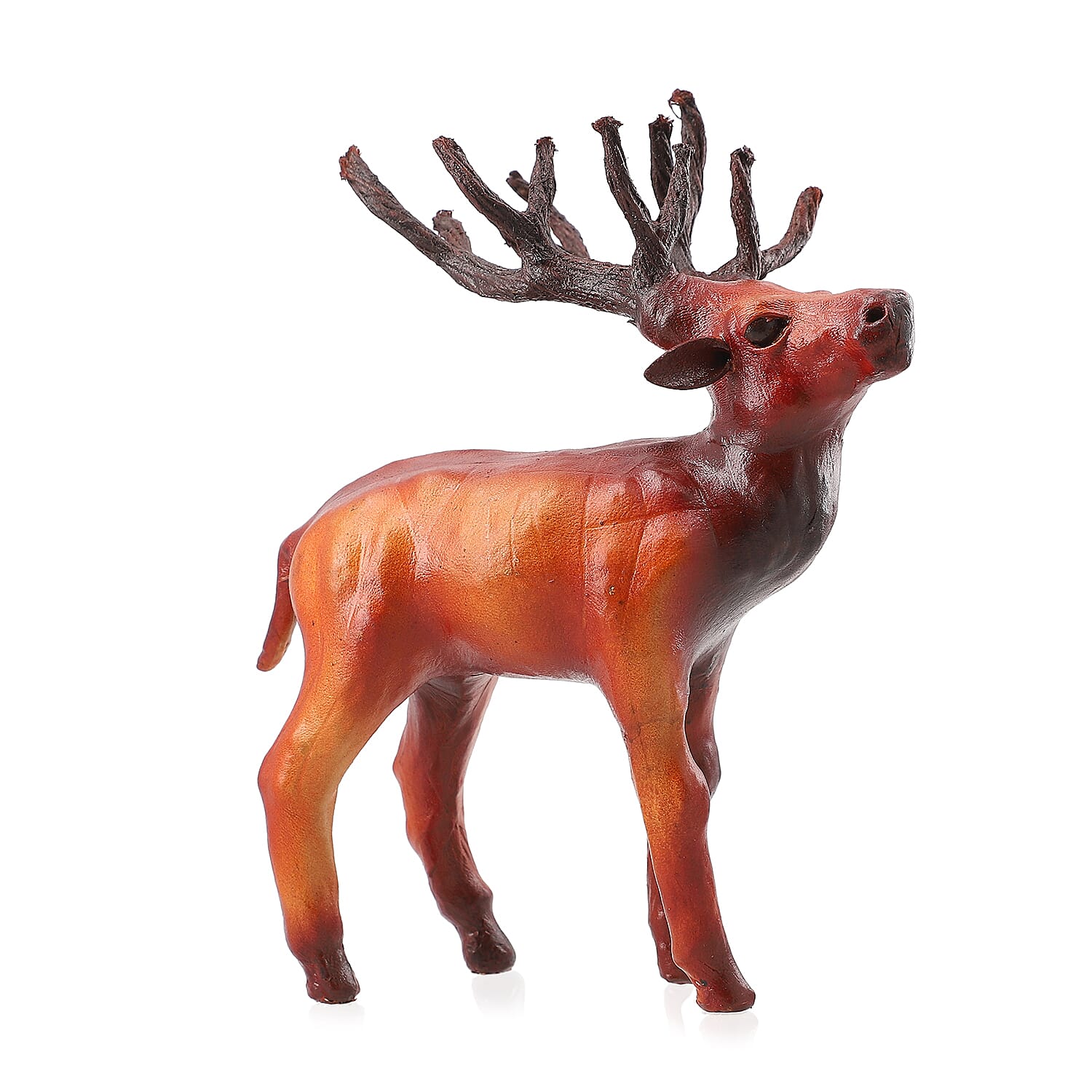 Handcrafted Genuine Leather Reindeer Statue (5x7.5 in)