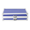 Blue Faux Leather and Aluminum Briefcase Jewelry Box with Lock and Key (8x2.5x5 in) - Sticky add to cart bar