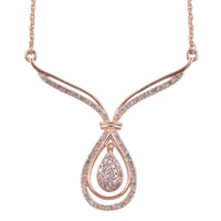 0.50 ctw Natural Pink Diamond Inner Drop Necklace 18-20 Inch in Vermeil Rose Gold Over Sterling Silver