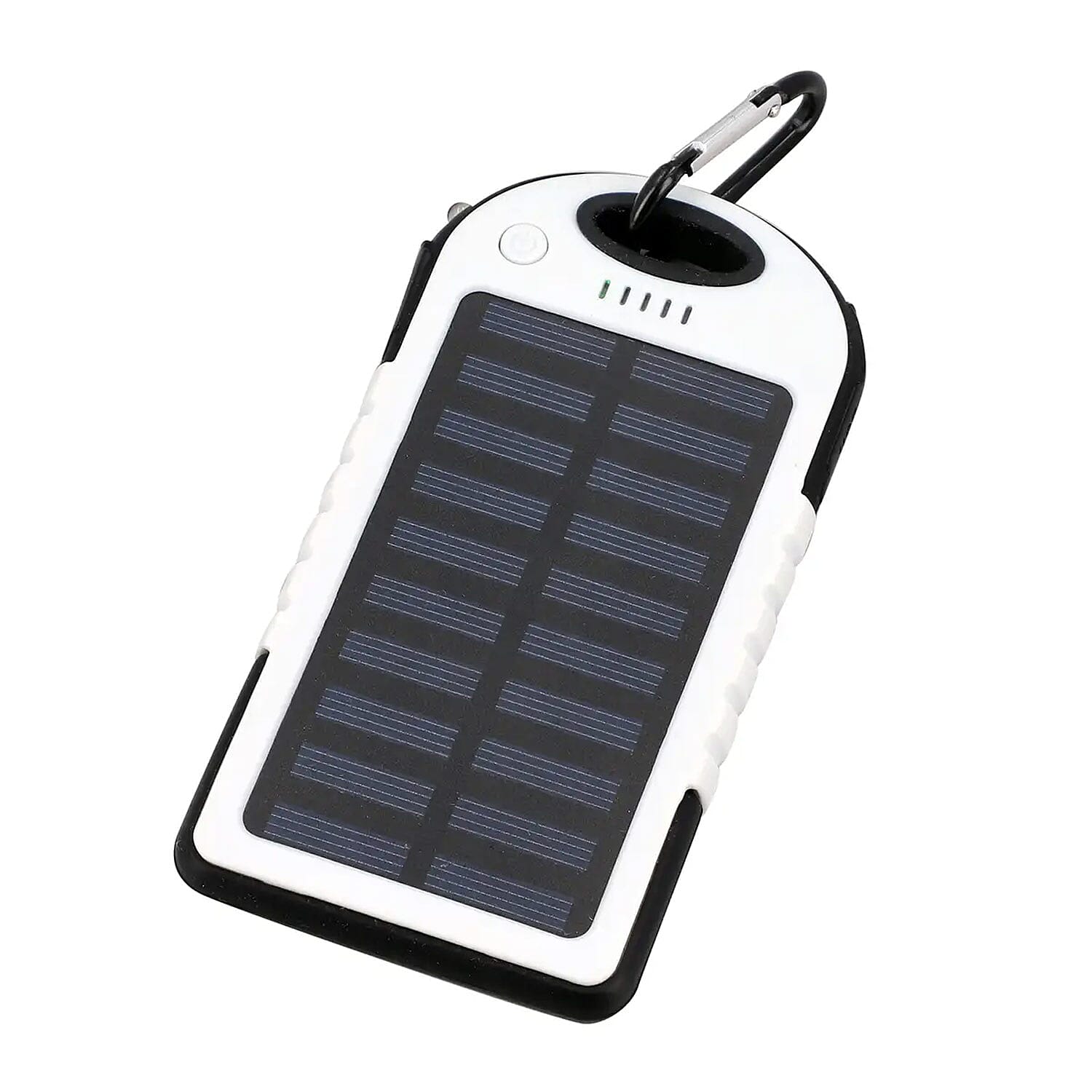 HOMESMART White Carabiner Solar 5000 mAh Battery Charger with USB & Emergency LED Torch
