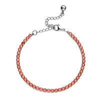 Simulated Orange Diamond Tennis Bracelet in Stainless Steel (6.50 In)