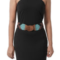 Handcrafted Multi Color Aztec Pattern Seed Beaded Stretchable Belt with Wooden Buckle (Stretchable) - Sticky add to cart bar