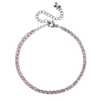 Simulated Pink Diamond Tennis Bracelet in Stainless Steel (7.00 In)