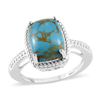 Mojave Blue Turquoise Solitaire Ring in Sterling Silver 3.10 ctw