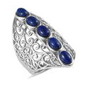 Karis Lapis Lazuli Openwork Elongated Ring in Platinum Bond (Size 5.0) 3.25 ctw - Sticky add to cart bar