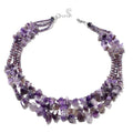 Amethyst Multi Strand Necklace in Black Oxidized Silvertone, Amethyst Bead Necklace, Beaded Jewelry For Women (18 Inches) 451.00 ctw - Sticky add to cart bar