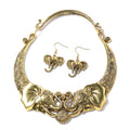 Elephant Earrings and Choker Necklace 16 Inches in Goldtone - Sticky add to cart bar