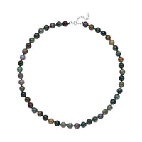 Indian Agate Round Beaded Necklace 18-20 Inches in Sterling Silver 175.50 ctw