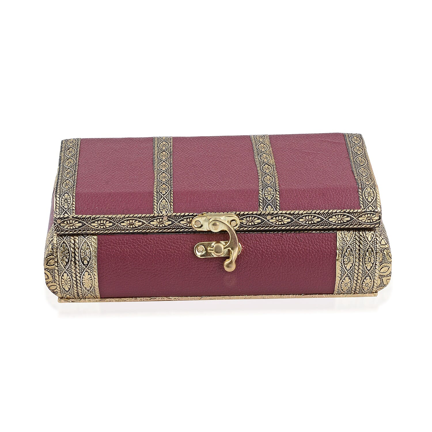Black Faux Leather Oxidized Jewelry Box with Scratch Protection Interior