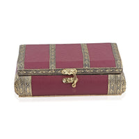 Black Faux Leather Oxidized Jewelry Box with Scratch Protection Interior