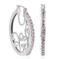 KARIS Simulated Pink Diamond Hoop Earrings in Platinum Bond 3.75 ctw - Sticky add to cart bar