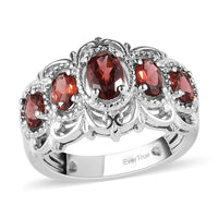 KARIS Mozambique Garnet 5 Stone Ring in Platinum Bond 1.50 ctw