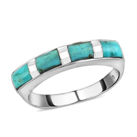 SANTA FE Style Kingman Turquoise Ring in Sterling Silver (Size 10.0) 1.00 ctw