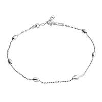 Beaded Tube Station Anklet in Sterling Silver 3.10 Grams