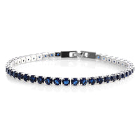 Simulated Blue Quartz Tennis Bracelet in Silvertone (8.00 In) 10.50 ctw