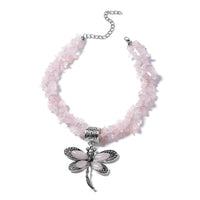 567 ctw Galilea Rose Quartz Dragonfly Pendant With Necklace 18 Inch in Black Oxidized Silvertone