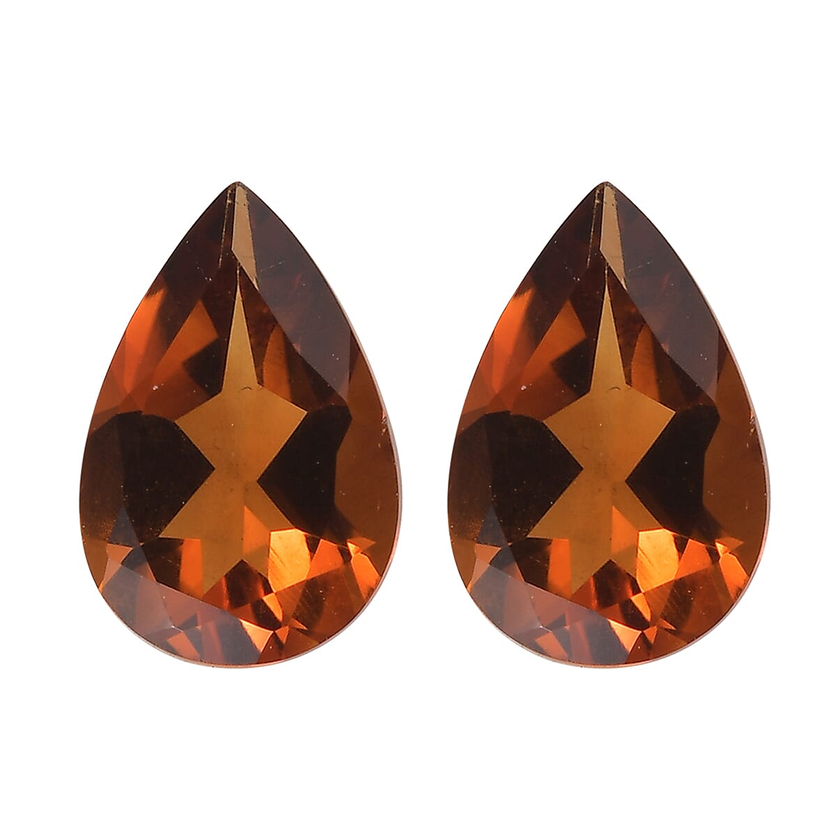 Brazilian Cherry Citrine Set of 2 (Pear 9x6 mm) 1.93 ctw Loose Gemstone
