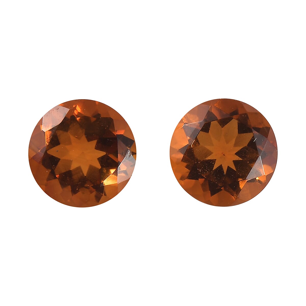 Brazilian Cherry Citrine Set of 2 (Rnd 7 mm) 2.09 ctw Loose Gemstone