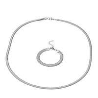 Snake Bracelet (7.50-9.00in) and Necklace 30 Inches in Stainless Steel 32.45 Grams
