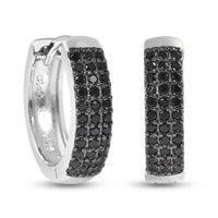0.79 ctw Natural Thai Black Spinel Hugie Earrings in Sterling Silver