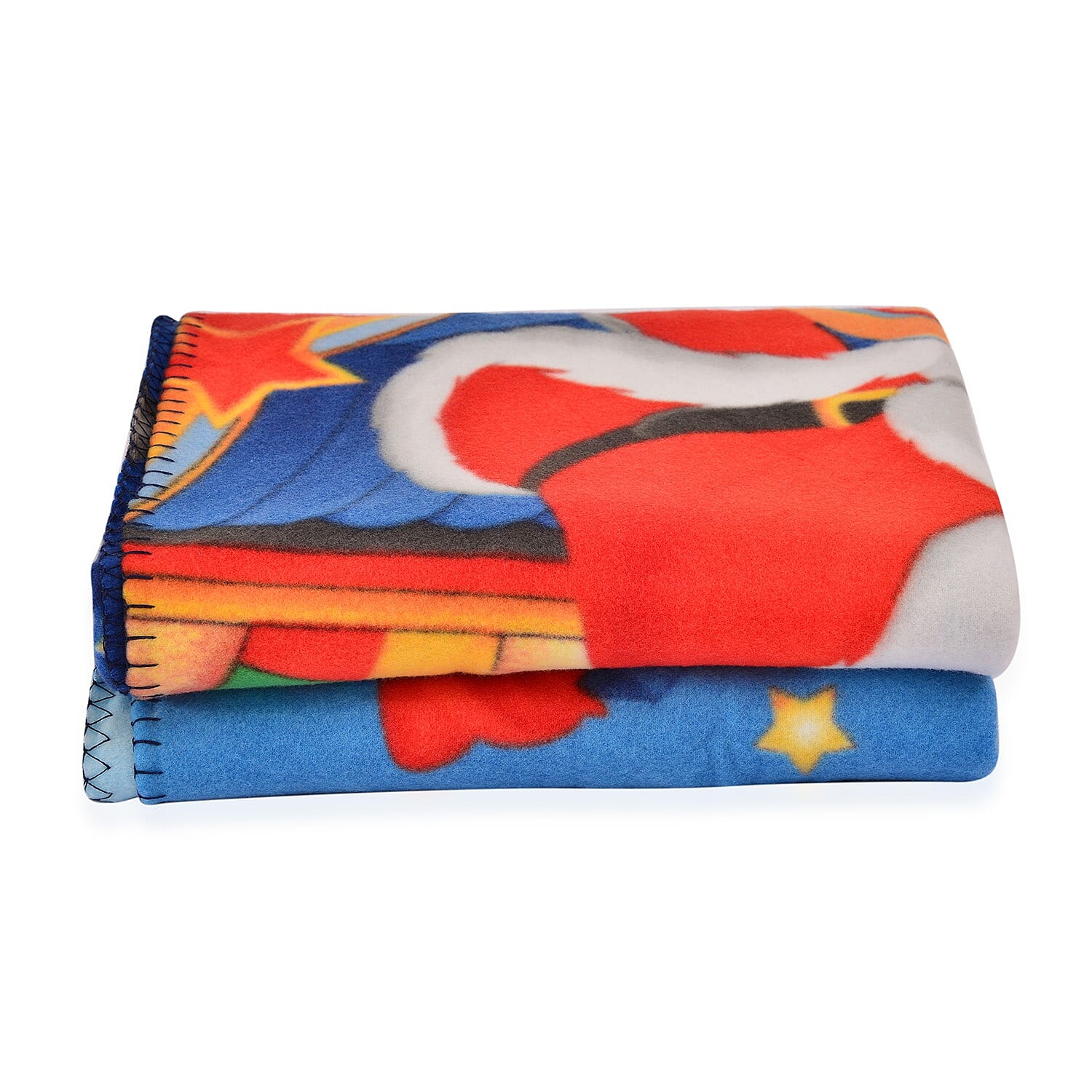 Multi Color Santa Claus and Reindeer Microfiber Fleece Blanket/Throw (68x52 in)