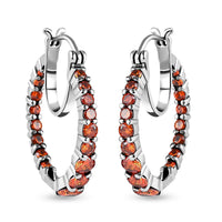 Simulated Orange Diamond Inside Out Hoop Earrings in Stainless Steel