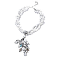 Constituted White Howlite and Simulated Multi Gemstone Pendant With Necklace 18 Inches in Black Oxidized Silvertone 410.50 ctw