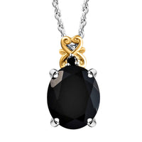 Australian Black Tourmaline and Natural Thai Black Spinel Pendant Necklace 20 Inches in Vermeil Yellow Gold and Platinum Over Sterling Silver 3.65 ctw