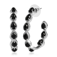 6.80 ctw Black Onyx Inside Out Half Hoop Earrings in Stainless Steel