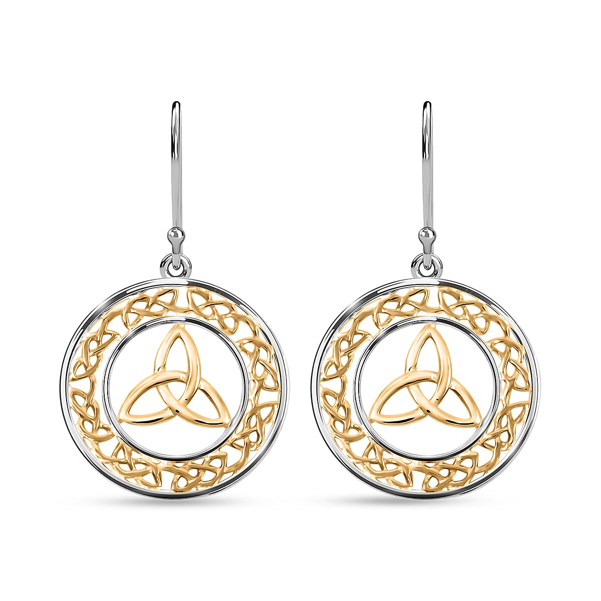 Trinity Circle Earrings in 14K YG Over and Sterling Silver 3.70 Grams