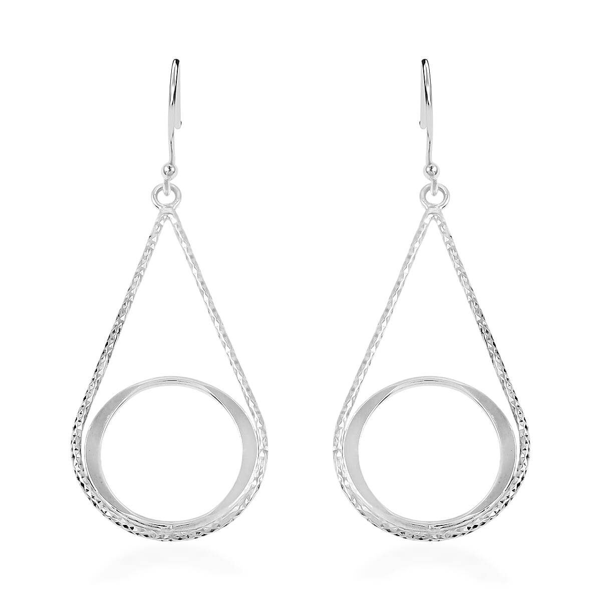 Dangle Earrings in Rhodium Over Sterling Silver 2.20 Grams