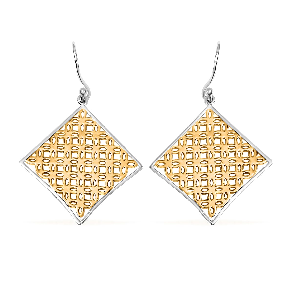 Square Earrings in 14K YG Over and Sterling Silver 3.80 Grams