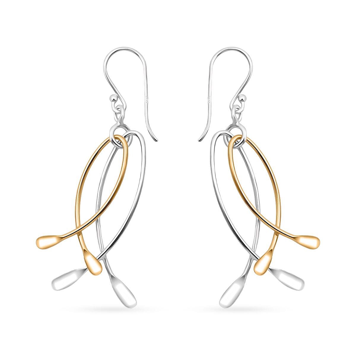 Dangle Earrings in 14K Yellow Gold Over Sterling Silver 2.20 Grams