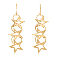Stars Earrings in 14K Yellow Gold Over Sterling Silver 4.60 Grams