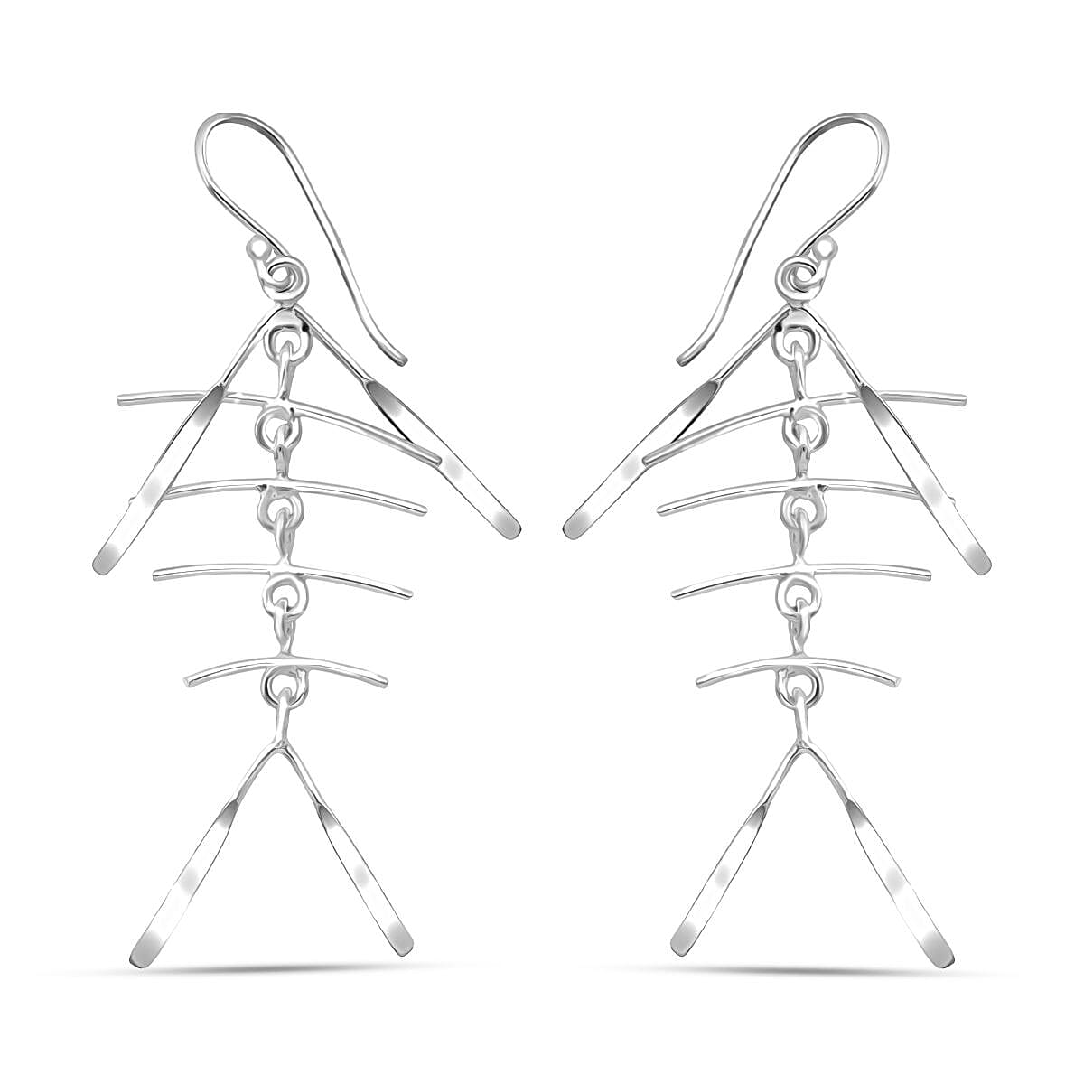 Fancy Earrings in Rhodium Over Sterling Silver 2.10 Grams
